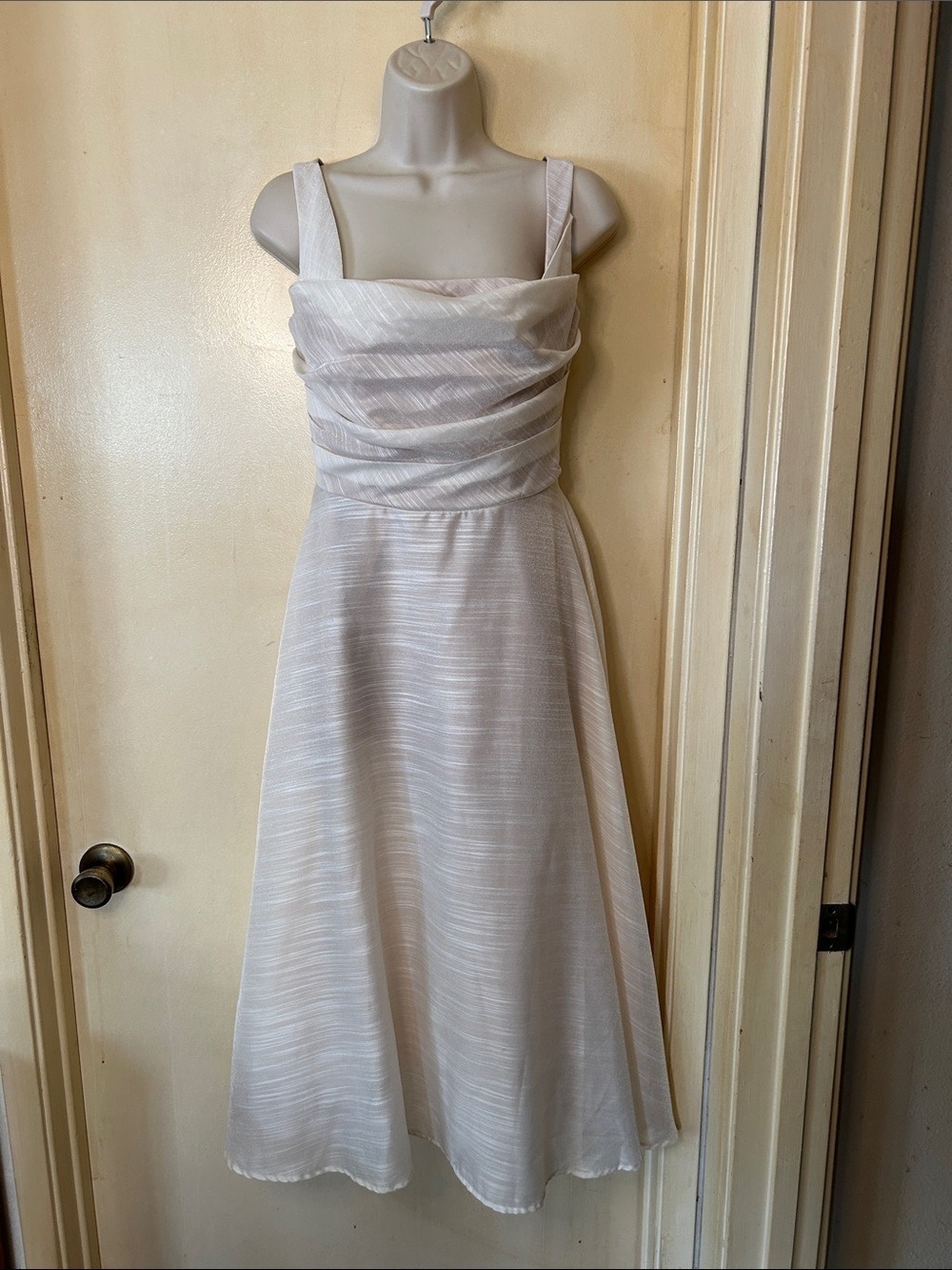 CICI Bianca Cami Ivory Midi with Pleated Bodice size S